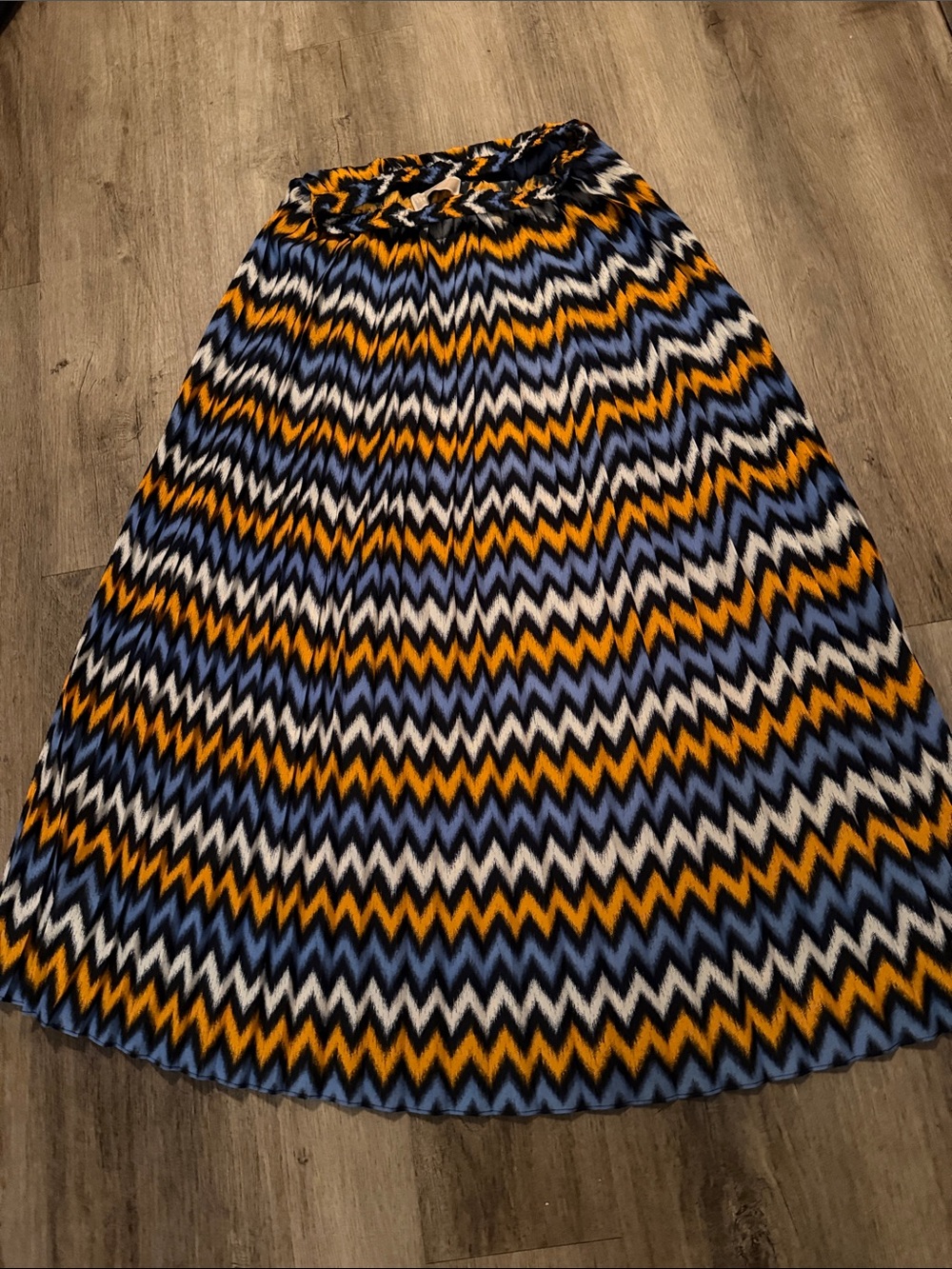 MICHAEL Michael Kors Zigzag Chevron Maxi Skirt in Blue, Yellow, White, and Black